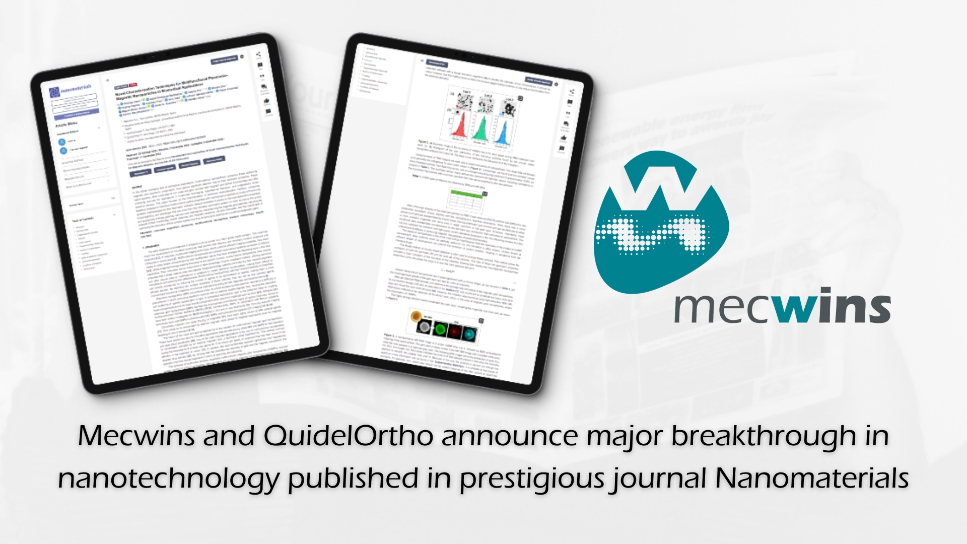 Mecwins and QuidelOrtho announce major breakthrough in nanotechnology published in prestigious journal Nanomaterials