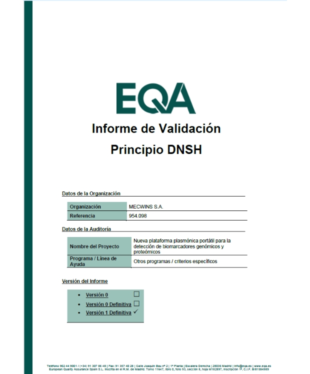 EQA Proyecto válido principio DNSH EQA Proyecto válido principio DNSH
